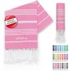 LeStoff Telo hammam, Asciugamano ospiti, 100% cotone bio, 50x100 cm, Rosa