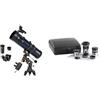 Celestron 822025 Telescopio 130EQ & CE94307 Kit Oculari e Filtri, Nero