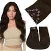Easyouth Capelli Veri Clip Extension Marrone Extensions Capelli Veri Clip Marrone più Scuro Hair Extensions Clips Ins Naturali #2 30cm 70g 7pcs