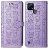 JIUNINE Cover Realme C21Y / Realme C25Y, Custodia Libro in Pelle Portafoglio Flip Case Antiurto con Modello di Cane e Gatto [Porta Carte] [Magnetica] [Interno TPU] per Realme C21Y, Viola