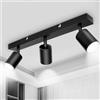 TaFiCo Faretto da Soffitto LED 3 Luci GU10, Nero | Lampada da Soffitto, Plafoniera LED Faretto Orientabile per Soggiorno Camera da Letto Cucina, Senza Lampadina