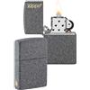 Zippo Accendino antivento con logo e fiamma, pietra di ferro, incisione laser, ricaricabile, fiamma regolabile, confezione regalo, struttura in metallo, prodotto negli Stati Uniti