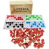ISDI Giochi di Bingo Tombola 48 Cartelle e 90 Gettoni a 2 Facciate e Scatola di Conservazione in Legno