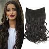 Gairyan Extension Capelli Filo Invisibile Secret Hair Extension Clip Capelli Finti Fascia Unica Wire Trasparente Capelli Sintetici Naturali Lunghi Ondulati Ricci Mossi 45cm - Marrone scuro