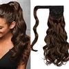 Cybelleza Coda Capelli Extension Coda di Cavallo Meches Estensioni per Capelli Ricci Mossi Ondulati Clip Lunghi Sintetici Ponytail Naturali Wrap Around Posticci Parrucchino, Marrone Cioccolato/Auburn Chiaro