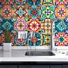 RE-COVERTILES - Adesivi Piastrelle Cucina Bagno Mattonelle adesive in PVC Impermeabili Antigraffio Stickers Decorazione Parete Cementine Peel and Stick - Modello 24 Pz 10x10 cm PS00187 Made in Italy