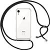 Pnakqil Cover per iPhone XR con Cordino, Trasparente Custodia con Laccio Tracolla Cellulare Girocollo Collana Protettiva per iPhone XR 6.1 Pollici, Nero