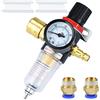 Nutmanel Riduttore di pressione ad aria compressa, filtro dell'aria regolatore di pressione 1/4 BPS con separatore d'acqua, attacchi rapidi tedeschi e manometri