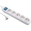 Electraline 59662 - Ciabatta elettrica a 5 prese con interruttore, cavo 1,5 m, presa multipla, presa da tavolo, colore: Bianco