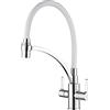 Ibergrif M22142-3 Rubinetto Lavello Cucina Bianco, Rubinetto Cucina con Doccetta Estraibile, Miscelatore Lavello con Bocca Flessibile, Miscelatore Cucina Rotazione a 360°, Maniglia Doppia