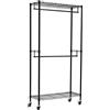 Amazon Basics Stand appendiabiti a doppia barra con rotelle - Nero, 91cm x 35.5 cm x 183 cm (LXPXH)