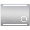 Talos Specchio da Bagno LED King 80 x 60 cm - Colore della Luce Bianco Neutro - Specchio cosmetico Illuminato con ingrandimento 3X - Orologio Digitale - Cornice in Alluminio