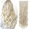 S-noilite Set 8pcs Clip in Hair Extensions Extension Clip Capelli Veri Testa Piena 18Clips Parrucchino 60cm Riccio Biondo cenere e biondo candeggina
