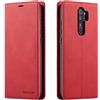 FMPC Tenphone - Cover per Xiaomi Redmi Note 8 Pro, custodia protettiva in pelle sintetica di alta qualità, antiurto, magnetica, a portafoglio, colore: Rosso