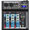 Depusheng HT4 - Console DJ digitale portatile professionale compatibile con Bluetooth, con mixer USB a 4 canali, mixer interfaccia audio per la registrazione in studio, colore nero