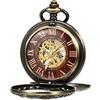 TREEWETO Orologio da tasca unisex meccanico doppia copertura renna cervo scheletro luminoso steampunk per uomo donna, bronzo, Classico