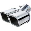Krtopo 60mm (2.36) Terminali Scarico Auto Silenziatore di Scarico Silenziatore Posteriore Tubo Sportivo in Acciaio Inox Doppia Uscita Bocca Quadrata per Tubi 38-60mm (Argento brillante, 38mm-60mm)