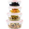 Home Fleek Contenitori In Vetro Per Alimenti Con Coperchio - Impilabili Meal Prep Contenitori Ermetici Per Alimenti Vetro, Adatti Microonde E Congelatore Contenitori Cibo Ventro (Set di 4, Rosso)