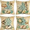 Vgzsyomqib Oceano Federe Cuscini Camera da Letto 45x45 cm Mare Coralli Animali Fodera Cuscino Casa Vintage Divano Fodere Copricuscini Soggiorno Cucina Arredo Esterno Set di 4 Pezzi Giallo Blu