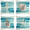 Vgzsyomqib Oceano Federe Cuscini Camera da Letto 45x45 cm Mare Coralli Animali Fodera Cuscino Casa Vintage Divano Fodere Copricuscini Soggiorno Cucina Arredo Esterno Set di 4 Pezzi Blu Grigio