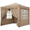 QUICK STAR Gazebo Pop-Up 2 x 2 m Beige con 4 fianchi Nastro di Fissaggio Facile con 2 cerniere