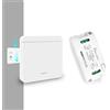 Tedeligo Interruttore Luce Senza Fili, Rimovibile Interruttore Wireless Con Trasmettitore Radio 100M 2300W Portata Telecomando Per Luci, Nessun Cablaggio Richiesto, Bianco(1trasmettitore 1ricevitore)
