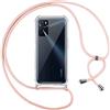 Pnakqil Cover per Oppo A16/A16s/A54s con Cordino, Trasparente Custodia con Laccio Tracolla Cellulare Girocollo Collana Protettiva per Oppo A16/A16s/A54s 6.52, Rosa