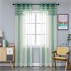 GIRASOLE HOME Coppia Tende Voile Semi Trasparenti a Righe Tenda per Soggiorno Camera Cameretta Cucina e Interni 2 Pannelli con Occhielli (140x235cm, Verde+Giallo)