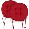 PARAMAISON Cuscini Sedia con Lacci Giunk, Set da 2 pezzi Rotondo, Imbottito, Interni od Esterni, Non Sfoderabile, Ø 40 cm, Vari Colori