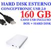 Conceptronic HDD HARD DISK ESTERNO 160GB 2,5" USB 2.0 CHD2MUW PER VIDEO MUSICA FOTO BIANCO