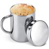 HERCHR Tazza da Campeggio e Viaggio in Acciaio Inossidabile - Bicchiere Termico Con Coperchio e Manico, 220ml - Doppia Parete per Caffè e Latte