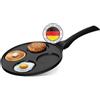 4BIG.fun Padella per pancakes da 26 cm di diametro, rivestimento a 3 strati, con 4 fori, adatta per piani a induzione, in alluminio pressofuso