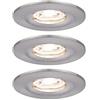 Paulmann 94301 Nova mini Plus lampada da incasso LED Coin rotonda orientabile incl. 3 faretti da incasso da 4 Watt dimmerabile ferro spazzolato apparecchio da incasso alluminio bianco caldo 2700 K