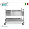 Carrello inox per raccolta differenziata, 1 bacinella 2 1 GN + 2 bacinelle GN 1 2, 1 piano di servizio