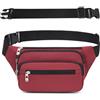 IHIGOGOFA Marsupio per Uomo Donna Sportivo Unisex con Cintura Regolabile Estesa 60 cm e 4 Tasche con Cerniera Marsupi Impermeabile per Outdoor Passeggiate Escursionismo Trekking Ciclismo Viaggio (Vino rosso)