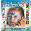 Eulenspiegel - Set di trucco a tema Principessa del mare, 3 colori | 1 glitter, pennello e istruzioni, colori per trucco per circa 30 maschere, per Carnevale e feste a tema