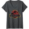 Jurassic Franchise Jurassic Park Cracked Classic Vintage Logo Maglietta con Collo a V
