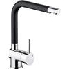Cornat Solana SOLS5 - Miscelatore monocomando per lavello, corpo in ottone di qualità, colore: Nero/Cromato con beccuccio girevole a 360°/alta pressione/rubinetto da cucina