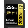 Lexar Professional 2000x Scheda SD 256 GB, Scheda di Memoria SDXC UHS-II senza Lettore, Lettura Fino a 300MB/s, per DSLR, videocamera di qualità cinematografica (LSD2000256G-BNNNG)