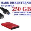 TOOQ HDD HARD DISK ESTERNO 250GB 2,5" USB 3.0 2527R VIDEO MUSICA FOTO ROSSO