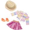 Glitter Girls - Les mignons en volants et plis - Un bel vestito multicolore - Giacca e gonna Arc-en-ciel - Cappello da sole e scarpe scintillanti - Vestiti e accessori per bambole da 36 cm - 3 anni +