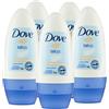 Dove 5x Dove Deodorante Roll-On Talco 48h Profumo di Talco 0% Alcol Antitraspirante - 5 Flaconi da 50 ml