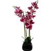 Leaf Fioriera artificiale in ceramica orchidea 65 cm, materiali misti, colore rosa scuro, 70 cm