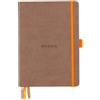 RHODIA 118774C - Taccuino rigido Goalbook Tortora - A5 14,8X21cm - Puntinato DOT - 240 pag. - Carta Clairefontaine Avorio 90g/m² - 3 nastri, chiusura con elastico - Simil Cuoio