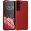 kwmobile Custodia Compatibile con Samsung Galaxy S22 Cover - Back Case Morbida - Protezione in Silicone TPU Effetto Metallizzato rosso scuro metallizzato