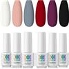 RSTYLE Smalto Semipermanente, Smalti Semipermanenti per Unghie da UV LED Gel Nail Polish Professionali Soak Off Set 6 Colori 5ML Rosso Nero Bianco Nudo