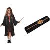 Ciao-Hermione Granger costume travestimento bambina originale Harry Potter, Colore Nero, 11729.7-9 & Bacchetta Harry Potter (30cm) con Stemma Gryffindor in Scatola Clip, Colore Marrone, 20192