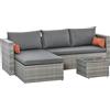 Outsunny Mobili da Giardino Set 3 Pezzi in Rattan PE con 2 Divani e Tavolino da Caffè, Grigio|Aosom