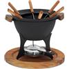 kela Set per fonduta di carne11 Pezzi, fonduta in ghisa per 6 Persone Country, Set per fonduta con Supporto per Pasta combustibile, forchette, portaforchette