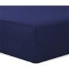 VISION - 2 Lenzuola con angoli Singolo - 2 pezzi per confezione - 90 x 200cm con altezza 30cm - Blu navy - 100% Cotone